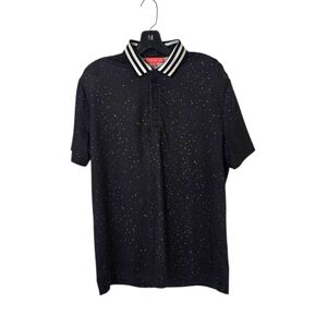 REDVANLY Mens Medium Golf Polo Shirt Black White Speckled Short Sleeve
